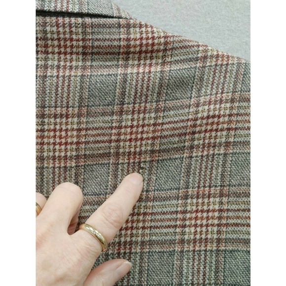 Vintage Pendleton Gray Plaid Wool Blazer Sport Coat Jacket 45 Lightweight - Picture 3 of 11